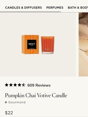 NEST Fragrances Pumpkin Chai Votive Candle in Orange